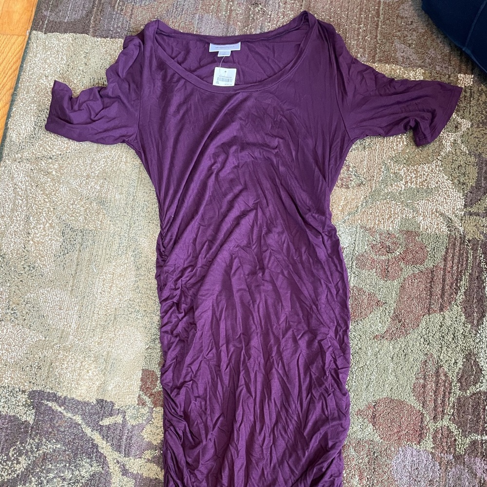 Medium purple short sleeve maternity dress